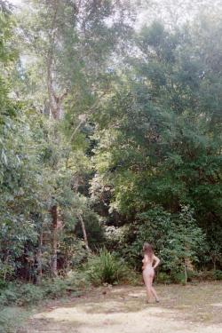 nude walking in the forest